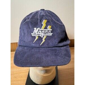 Vintage‎ Magna Power Snapback Hat Blue Corduroy MPE Lightning Bolts Hat